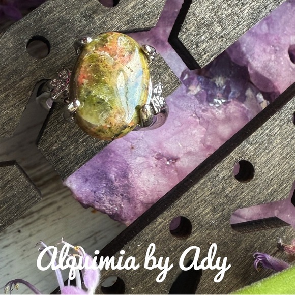 Alquimia Multicolor Stone Ring unakite - Picture 1 of 2